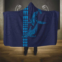 Aloha Hawaii Whale Kakau and Polynesian Tattoo Hooded Blanket Dark Navy Color LT03 - Polynesian Pride