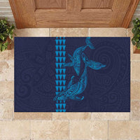 Aloha Hawaii Whale Kakau and Polynesian Tattoo Rubber Doormat Dark Navy Color LT03 Dark Navy - Polynesian Pride