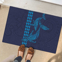 Aloha Hawaii Whale Kakau and Polynesian Tattoo Rubber Doormat Dark Navy Color LT03 - Polynesian Pride