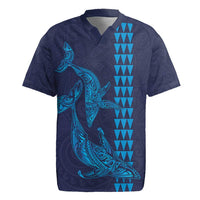 Aloha Hawaii Whale Kakau and Polynesian Tattoo Rugby Jersey Dark Navy Color LT03 Dark Navy - Polynesian Pride