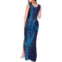 Aloha Hawaii Whale Kakau and Polynesian Tattoo Tank Maxi Dress Dark Navy Color