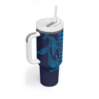 Aloha Hawaii Whale Kakau and Polynesian Tattoo Tumbler With Handle Dark Navy Color LT03 - Polynesian Pride
