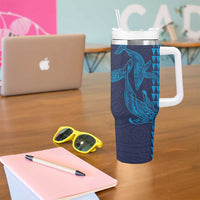 Aloha Hawaii Whale Kakau and Polynesian Tattoo Tumbler With Handle Dark Navy Color LT03 - Polynesian Pride