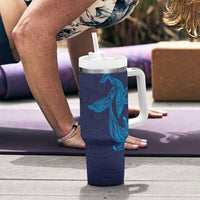 Aloha Hawaii Whale Kakau and Polynesian Tattoo Tumbler With Handle Dark Navy Color LT03 - Polynesian Pride