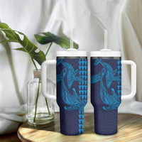 Aloha Hawaii Whale Kakau and Polynesian Tattoo Tumbler With Handle Dark Navy Color LT03 - Polynesian Pride