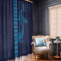 Aloha Hawaii Whale Kakau and Polynesian Tattoo Window Curtain Dark Navy Color LT03 - Polynesian Pride