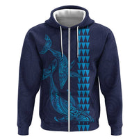 Aloha Hawaii Whale Kakau and Polynesian Tattoo Zip Hoodie Dark Navy Color LT03 Zip Hoodie Dark Navy - Polynesian Pride