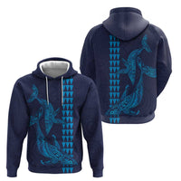 Aloha Hawaii Whale Kakau and Polynesian Tattoo Zip Hoodie Dark Navy Color LT03 - Polynesian Pride
