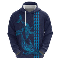 Aloha Hawaii Whale Kakau and Polynesian Tattoo Zip Hoodie Dark Navy Color LT03 - Polynesian Pride
