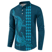 Aloha Hawaii Whale Kakau and Polynesian Tattoo Button Sweatshirt Light Blue Color LT03 - Polynesian Pride
