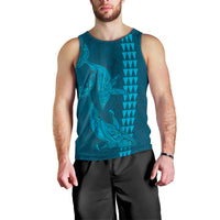 Aloha Hawaii Whale Kakau and Polynesian Tattoo Men Tank Top Light Blue Color LT03 - Polynesian Pride
