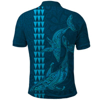 Aloha Hawaii Whale Kakau and Polynesian Tattoo Polo Shirt Light Blue Color LT03 - Polynesian Pride