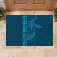 Aloha Hawaii Whale Kakau and Polynesian Tattoo Rubber Doormat Light Blue Color LT03 Light Blue - Polynesian Pride