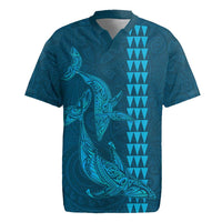 Aloha Hawaii Whale Kakau and Polynesian Tattoo Rugby Jersey Light Blue Color LT03 Light Blue - Polynesian Pride