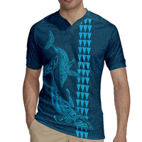 Aloha Hawaii Whale Kakau and Polynesian Tattoo Rugby Jersey Light Blue Color LT03 - Polynesian Pride