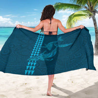 Aloha Hawaii Whale Kakau and Polynesian Tattoo Sarong Light Blue Color