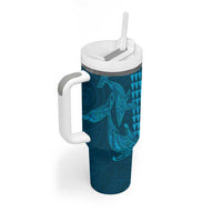 Aloha Hawaii Whale Kakau and Polynesian Tattoo Tumbler With Handle Light Blue Color LT03 - Polynesian Pride