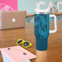 Aloha Hawaii Whale Kakau and Polynesian Tattoo Tumbler With Handle Light Blue Color LT03 - Polynesian Pride
