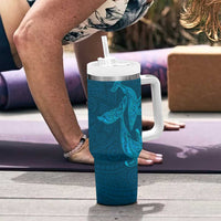 Aloha Hawaii Whale Kakau and Polynesian Tattoo Tumbler With Handle Light Blue Color LT03 - Polynesian Pride
