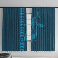 Aloha Hawaii Whale Kakau and Polynesian Tattoo Window Curtain Light Blue Color LT03 With Hooks Light Blue - Polynesian Pride