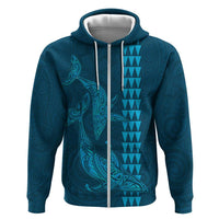 Aloha Hawaii Whale Kakau and Polynesian Tattoo Zip Hoodie Light Blue Color LT03 Zip Hoodie Light Blue - Polynesian Pride