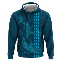 Aloha Hawaii Whale Kakau and Polynesian Tattoo Zip Hoodie Light Blue Color LT03 Pullover Hoodie Light Blue - Polynesian Pride