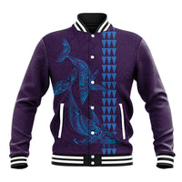 Aloha Hawaii Whale Kakau and Polynesian Tattoo Baseball Jacket Purple Color LT03 Unisex Purple - Polynesian Pride