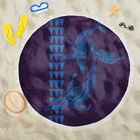 Aloha Hawaii Whale Kakau and Polynesian Tattoo Beach Blanket Purple Color LT03 One Size 150cm Purple - Polynesian Pride