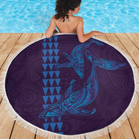 Aloha Hawaii Whale Kakau and Polynesian Tattoo Beach Blanket Purple Color LT03 - Polynesian Pride