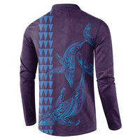 Aloha Hawaii Whale Kakau and Polynesian Tattoo Button Sweatshirt Purple Color LT03 - Polynesian Pride