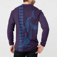 Aloha Hawaii Whale Kakau and Polynesian Tattoo Button Sweatshirt Purple Color LT03 - Polynesian Pride