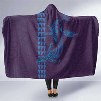 Aloha Hawaii Whale Kakau and Polynesian Tattoo Hooded Blanket Purple Color LT03 One Size Purple - Polynesian Pride