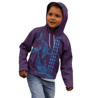 Aloha Hawaii Whale Kakau and Polynesian Tattoo Kid Hoodie Purple Color