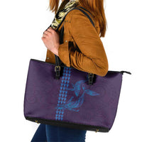 Aloha Hawaii Whale Kakau and Polynesian Tattoo Leather Tote Bag Purple Color LT03 Purple - Polynesian Pride