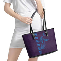 Aloha Hawaii Whale Kakau and Polynesian Tattoo Leather Tote Bag Purple Color LT03 - Polynesian Pride