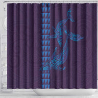 Aloha Hawaii Whale Kakau and Polynesian Tattoo Shower Curtain Purple Color