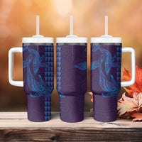 Aloha Hawaii Whale Kakau and Polynesian Tattoo Tumbler With Handle Purple Color LT03 - Polynesian Pride