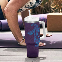Aloha Hawaii Whale Kakau and Polynesian Tattoo Tumbler With Handle Purple Color LT03 - Polynesian Pride