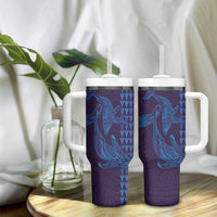 Aloha Hawaii Whale Kakau and Polynesian Tattoo Tumbler With Handle Purple Color LT03 - Polynesian Pride