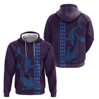Aloha Hawaii Whale Kakau and Polynesian Tattoo Zip Hoodie Purple Color LT03 - Polynesian Pride