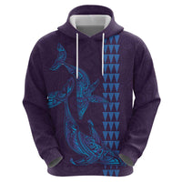 Aloha Hawaii Whale Kakau and Polynesian Tattoo Zip Hoodie Purple Color LT03 - Polynesian Pride