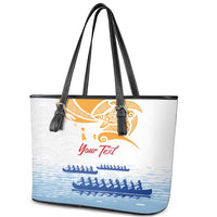 Personalised Hawaiki Nui Va'a French Polynesian Pattern Leather Tote Bag White Color LT03 - Polynesian Pride