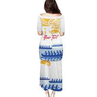 Personalised Hawaiki Nui Va'a French Polynesian Pattern Puletasi White Color LT03 - Polynesian Pride