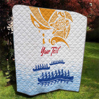 Personalised Hawaiki Nui Va'a French Polynesian Pattern Quilt White Color