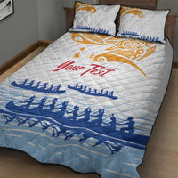 Personalised Hawaiki Nui Va'a French Polynesian Pattern Quilt Bed Set White Color LT03 - Polynesian Pride