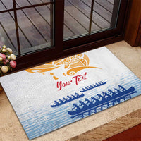 Personalised Hawaiki Nui Va'a French Polynesian Pattern Rubber Doormat White Color LT03 - Polynesian Pride