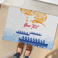 Personalised Hawaiki Nui Va'a French Polynesian Pattern Rubber Doormat White Color LT03 - Polynesian Pride