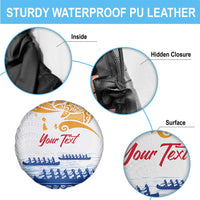 Personalised Hawaiki Nui Va'a French Polynesian Pattern Spare Tire Cover White Color LT03 - Polynesian Pride