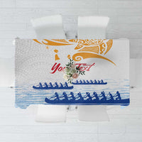 Personalised Hawaiki Nui Va'a French Polynesian Pattern Tablecloth White Color LT03 White - Polynesian Pride