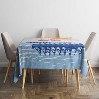 Personalised Hawaiki Nui Va'a French Polynesian Pattern Tablecloth White Color LT03 - Polynesian Pride